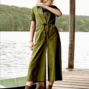 Madewell Wide Leg Utility Jumpsuit, Army Green, Size 12, 100% Cotton